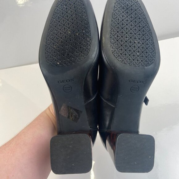 Geox Respira Mary Jane Block Heels Italian Patent Adjustable Strap Black 36 NWOT - Picture 9 of 14